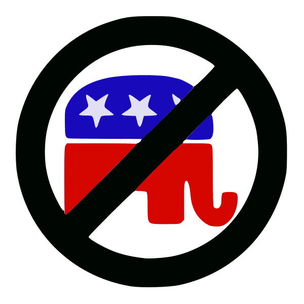 GOP elephant with the "No" strikethrough circle around it